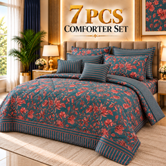 7 Pcs Comforter Set King Size Design KCC 148
