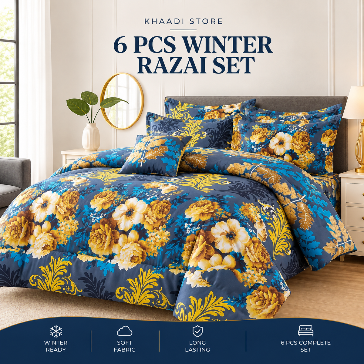 Winter Quilt/Razai set (Heavy Polyester Filling) KDI 304