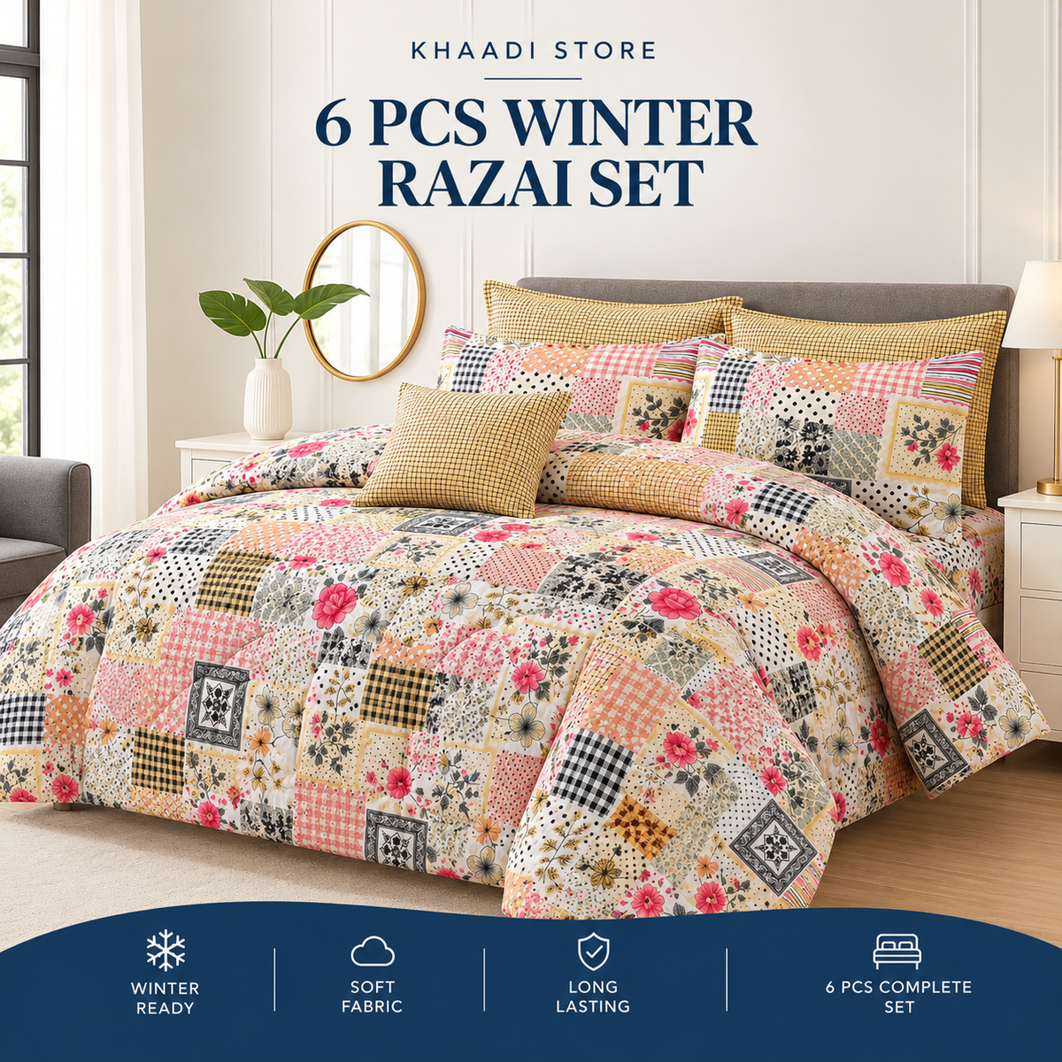 Winter Quilt/Razai set (Heavy Polyester Filling) KDI 303