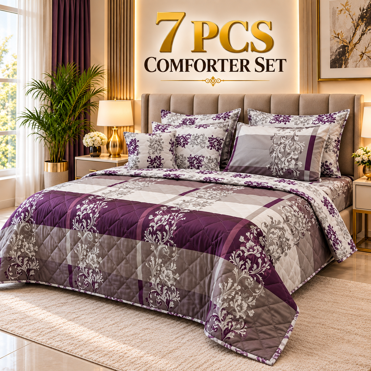 7 Pcs Comforter Set King Size Design KCC 130