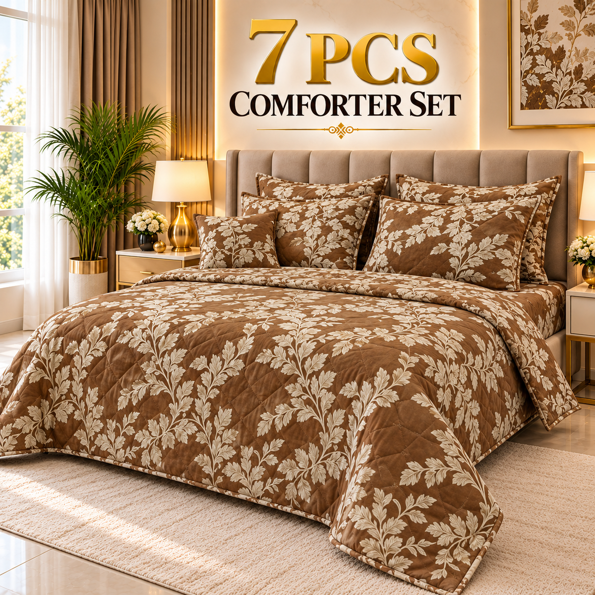 7 Pcs Comforter Set King Size Design KCC 132