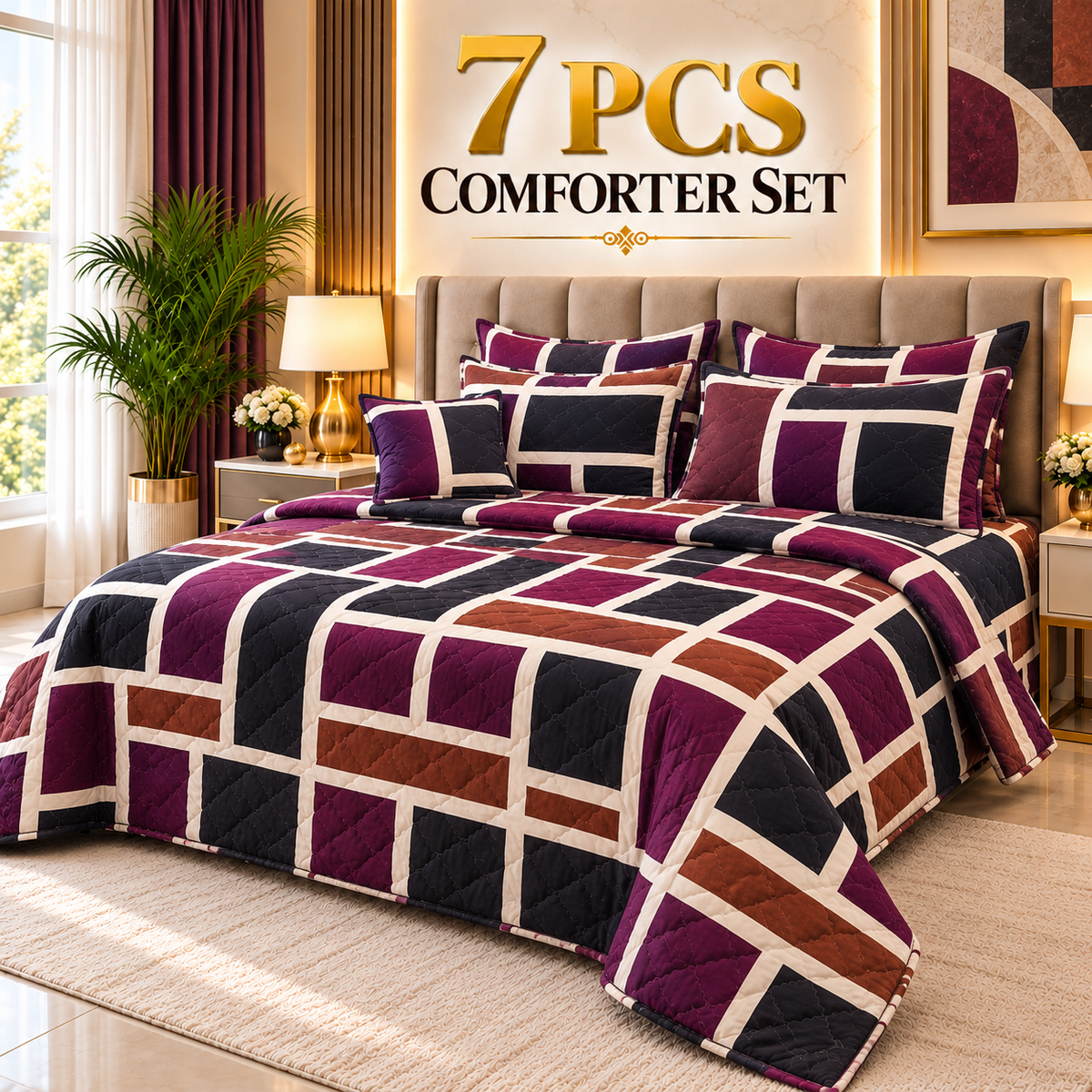 7 Pcs Comforter Set King Size Design KCC 135
